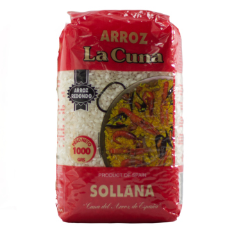 1kg of Redondo Paella Rice in a Red plastic bag